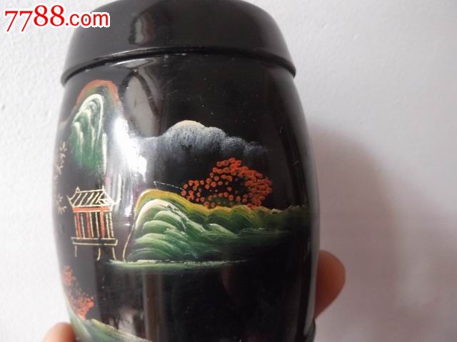 老手绘漆器茶罐保真包邮图片