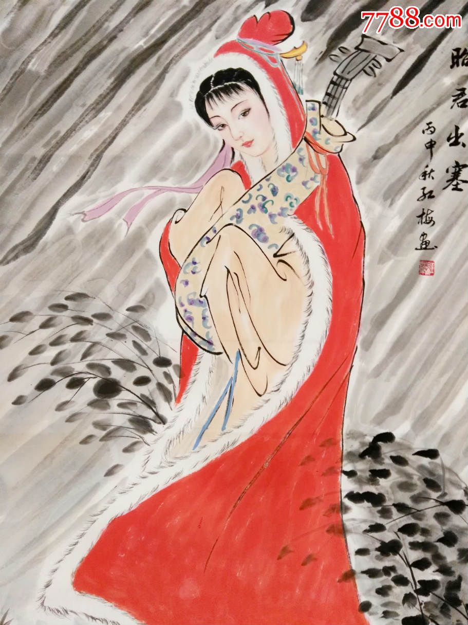 著名画家陈红梅老师画作昭君出塞,人物国画原作,仕女画原画,水墨/写意