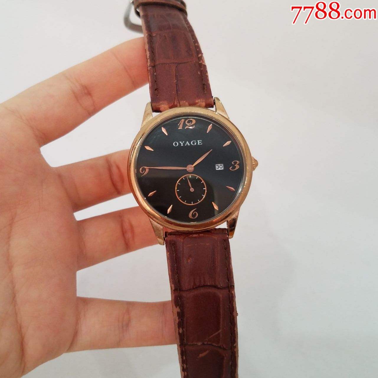 欧雅格oyage电子男表【独特小三针设计】【玫瑰金立体刻度】【走时