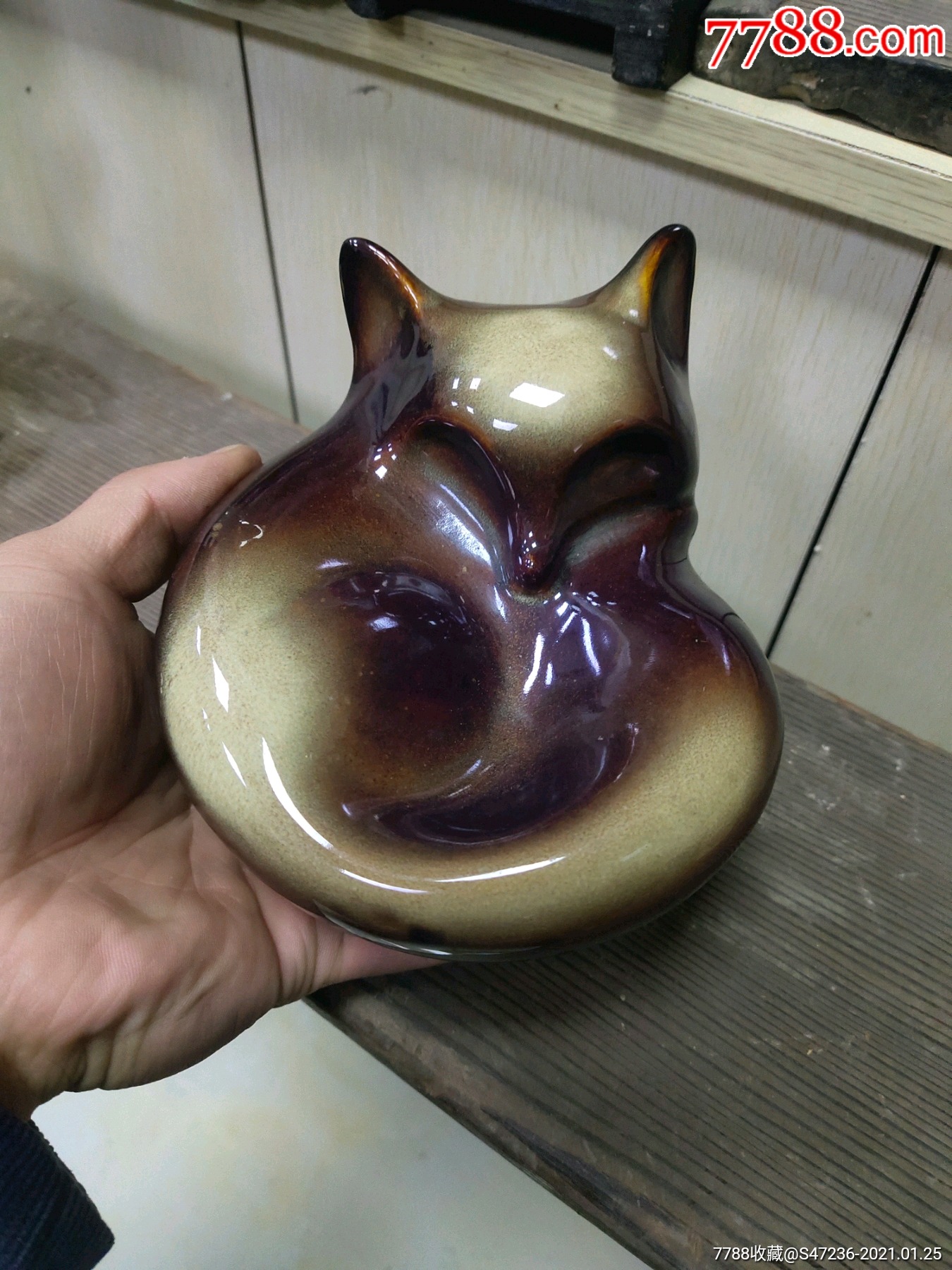 美林瓷器小狐狸摆件漂亮