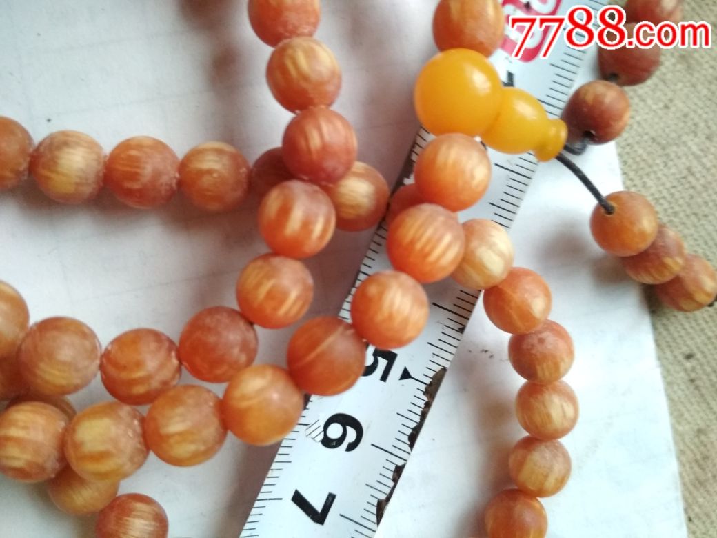 全透琥珀木108佛珠项链8mm