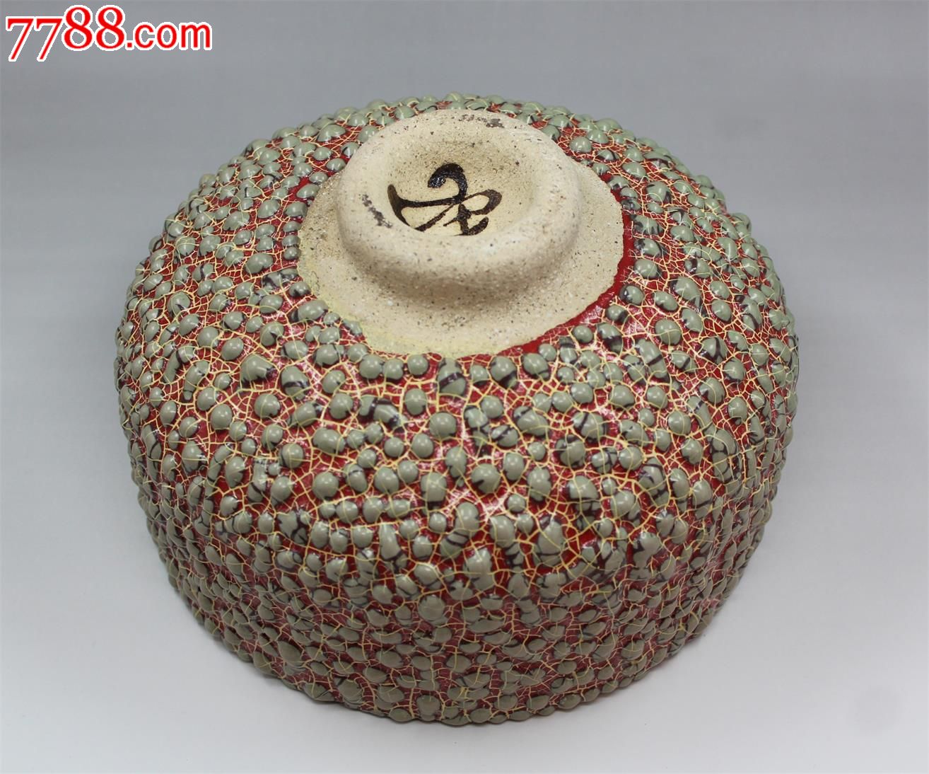 刑良坤红绿珍珠釉茶道碗中号29