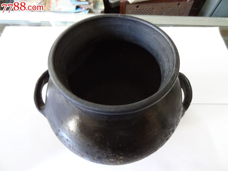 精品50年代朝鲜高丽老黑陶罐双耳顶水罐陶器民俗品