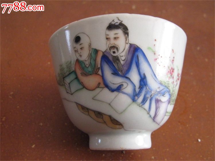 民国名家刘荣盛出品人物小碗小酒碗茶碗茶杯收藏包老瓷器瓷片标本-se3