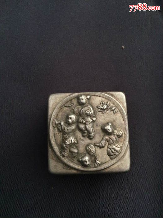 清代银子印泥盒,雕刻精美~!保真出售~!