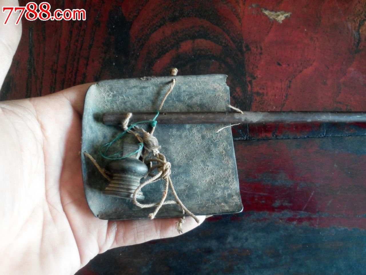 清末民初完美硬木制小称称量贵重金属物品中医药文化展难得铜秤砣