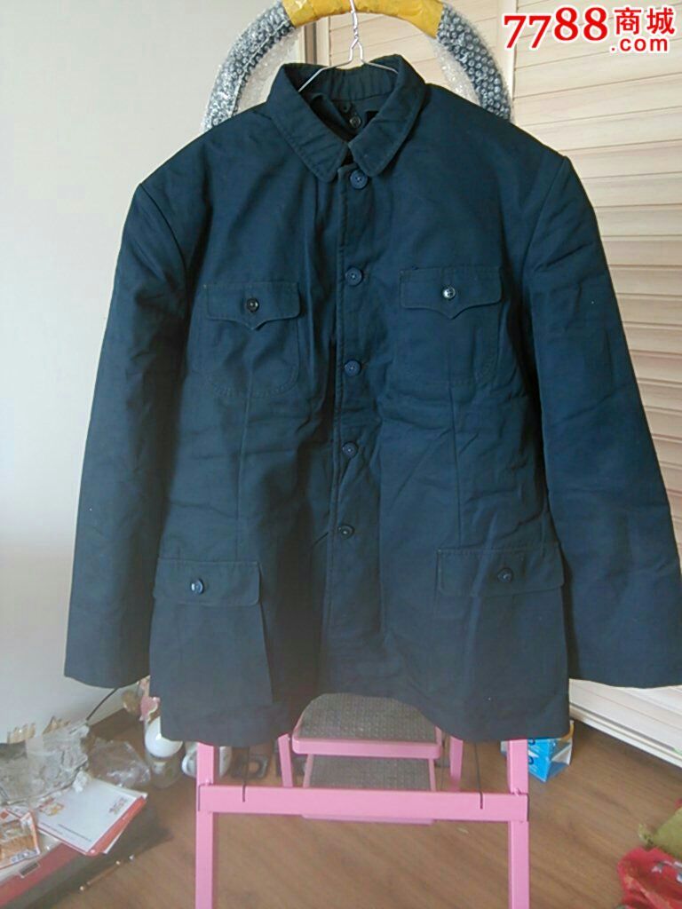 灰色中山装棉袄皮毛一体的--内胆可拆