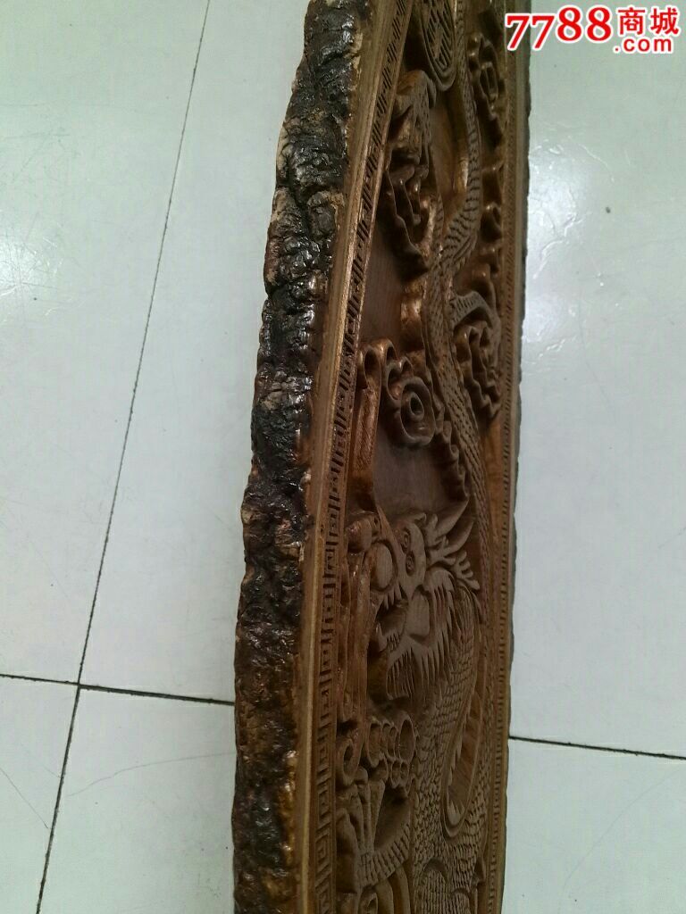 黄玻璃原木纯手工雕刻【龙】