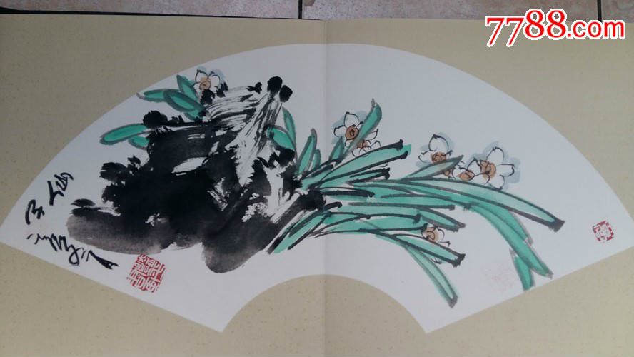 国家二级美术师,山东画家韩艳平花鸟画扇面10幅(册页装裱)