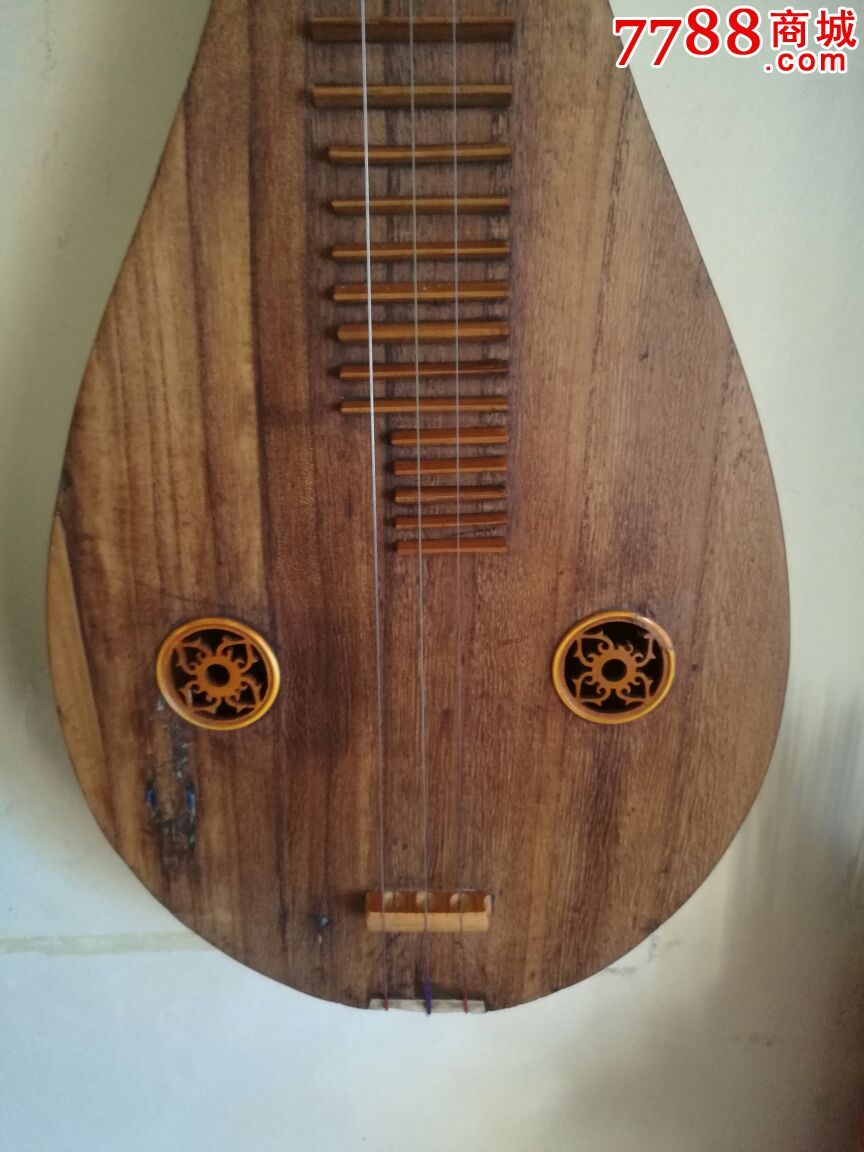 古董古玩收藏品清代三弦月琵琶