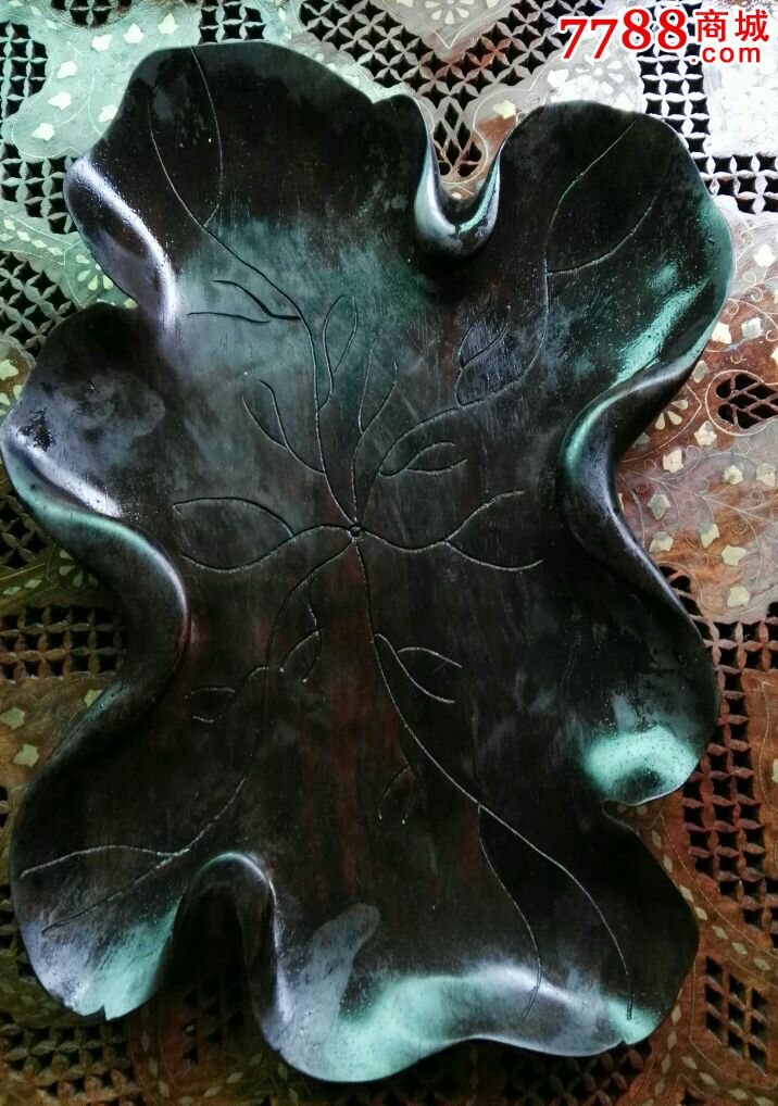 木雕荷叶盘子
