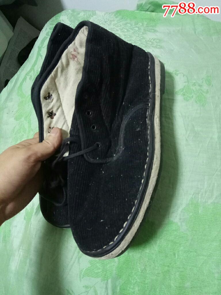 唐绒面老式棉鞋