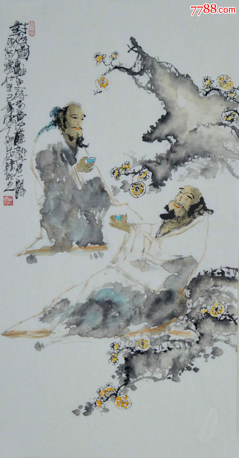 三尺整张高士图《对饮图》rw0035